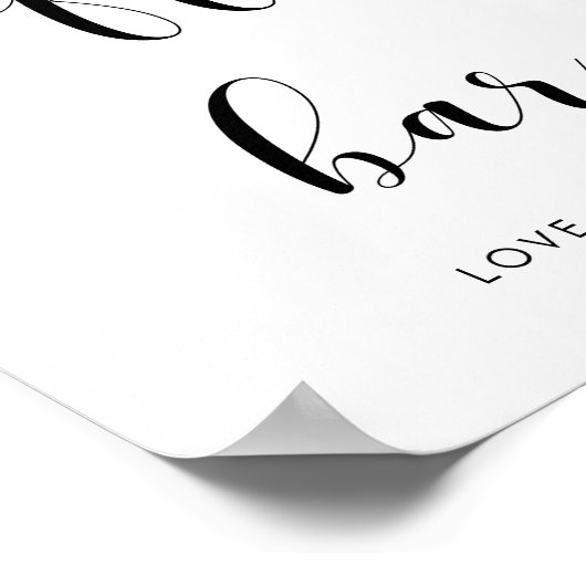 Elegant zwart-wit Coffee bar bruiloft teken Poster (Hoek)
