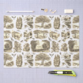 Elegant Zwart Wit Country Toile Beige Tissuepapier (Craft)