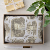 Elegant Zwart Wit Country Toile Beige Tissuepapier (Geschenk)