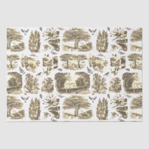 Elegant  Zwart Wit Country Toile Beige Tissuepapier