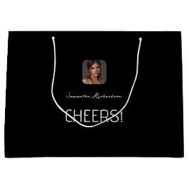 Elegant Zwart Wit Custom Cheers Fotonaam Groot Cadeauzakje