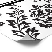 Elegant Zwart Wit Damask Bruiloft Welkomstbord Poster (Hoek)