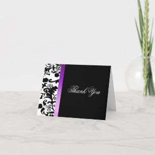 Elegant zwart-wit Damask Dankjewel Card Bedankkaart