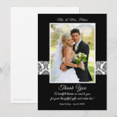 Elegant zwart-wit damask Wedding Bedankkaart (Voorkant / Achterkant)