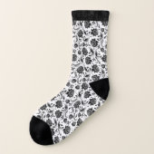 Elegant zwart-wit damaspatroon sokken (Links - buitenkant)