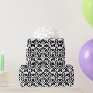Elegant Zwart & Wit Damast Cadeaupapier