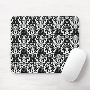 Elegant Zwart & Wit Damast Muismat