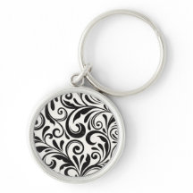 Elegant zwart-wit damast scrollwerkpatroon