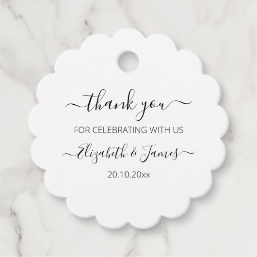 Elegant zwart wit dank u bruiloft bedankjes labels (Voorkant)
