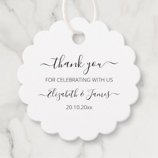 Elegant zwart wit dank u bruiloft gunst Labels (Voorkant)