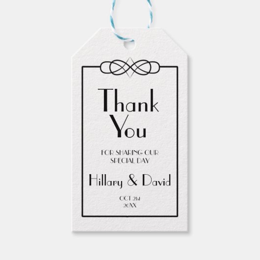 Elegant zwart-wit Dank u Labels Cadeaulabel (Voorkant)