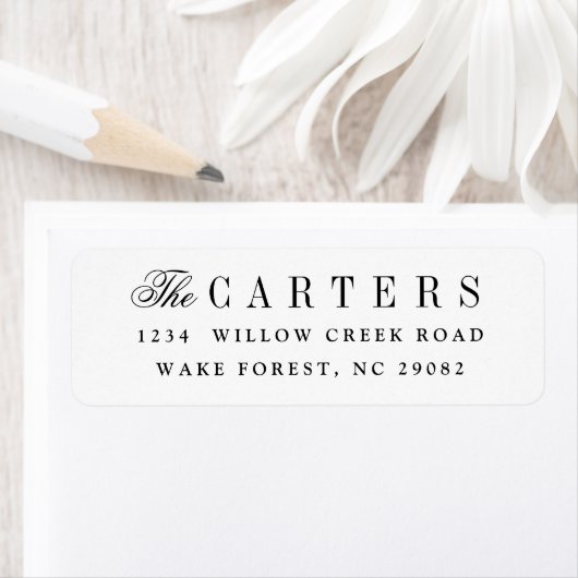 Elegant zwart-wit de terugkeeradres van de manuscr etiket (Insitu)