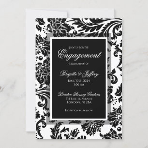 Elegant zwart-wit demask verloving op maat kaart