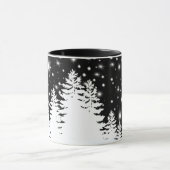 Elegant zwart wit dennenbos nachtelijke hemel ster mok (Midden)
