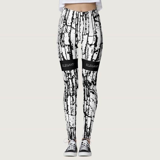 Elegant zwart wit design leggings (Voorkant)