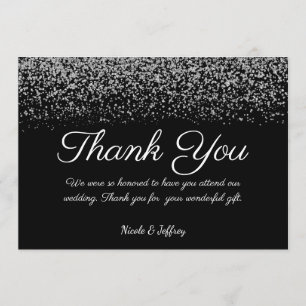 Elegant Zwart & Wit Diamant Bruiloft Dank u Bedankkaart