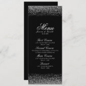 Elegant Zwart & Wit Diamant Bruiloft Menu (Voorkant / Achterkant)