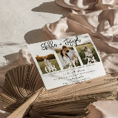 Elegant Zwart & Wit Drie foto's Collage Bruiloft Kaart