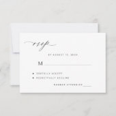 Elegant zwart-wit, eenvoudig huwelijk RSVP kaartje (Voorkant)