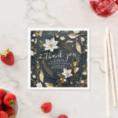 Elegant Zwart Wit en Goud Bloemen Krans Bruiloft Servet (Insitu)