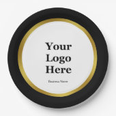 Elegant Zwart Wit en Goud Business Logo Naam Papieren Bordje (Voorkant)