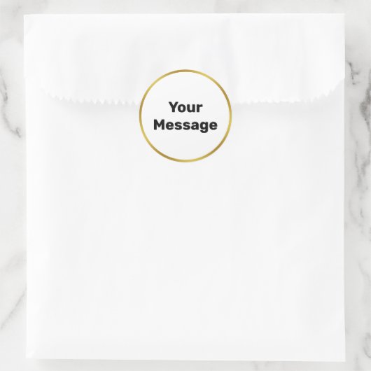 Elegant Zwart Wit en Goud Uw Bericht Tekst Ronde Sticker (Tas)