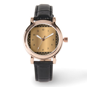 Elegant zwart-wit en gouden vierkante muurklok horloge
