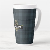 Elegant zwart-wit en goudvenster speldenmonogram latte mok (Rechterhoek)