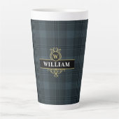 Elegant zwart-wit en goudvenster speldenmonogram latte mok (Voorkant)