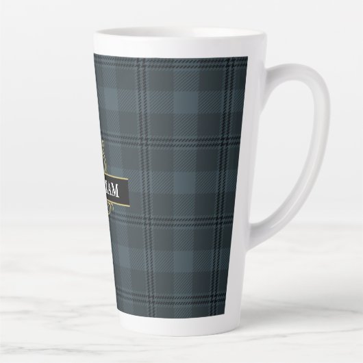 Elegant zwart-wit en goudvenster speldenmonogram latte mok (Rechts)