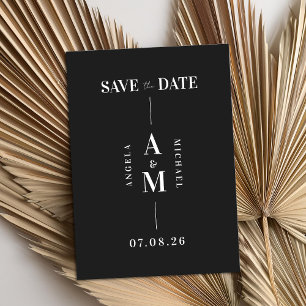 Elegant zwart-wit en withuwelijk sparen de Datum Save The Date