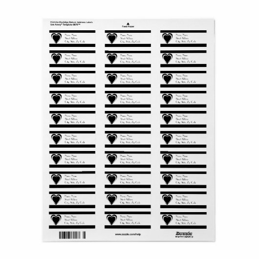 Elegant zwart-wit etiket (Full Sheet)