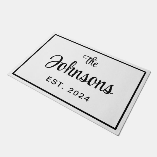 Elegant zwart-wit familiejaar ingesteld deurmat (Schuin)