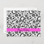 Elegant zwart wit floraal Briefkaart (Voorkant / Achterkant)