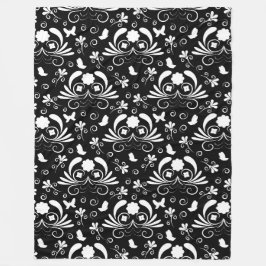 Elegant zwart-wit floraalzwart fleece deken