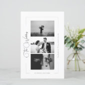 Elegant zwart wit foto collage bruiloft menu (Staand voorkant)