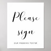 Elegant zwart-wit Gelieve trouwbord te ondertekene Poster (Voorkant)