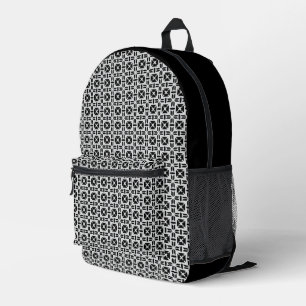 Elegant zwart-wit geometrisch patroon bedrukte rugzak