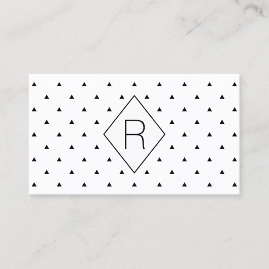 Elegant zwart wit geometrisch patroon | driehoeken visitekaartje (Voorkant)