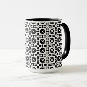 Elegant zwart-wit geometrisch patroon mok