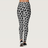 Elegant zwart-wit geometrisch sterrenpatroon leggings (Achterkant)