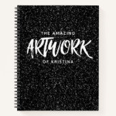 Elegant zwart wit glitter kunstenaar schetsboek notitieboek (Voorkant)