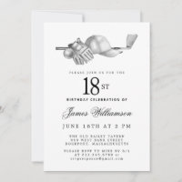 Elegant Zwart Wit Golf 18e Verjaardagsfeest