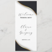 Elegant Zwart Wit Goud Bruiloft Menu (Voorkant)