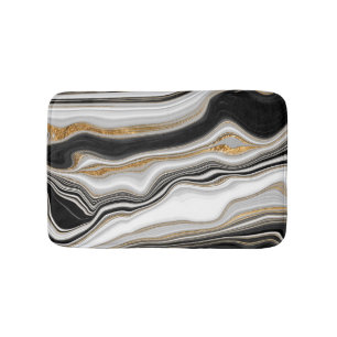 Elegant zwart wit goud marmer badmat