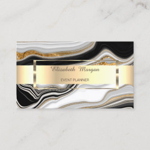 Elegant Zwart Wit Goud Marmer Visitekaartje