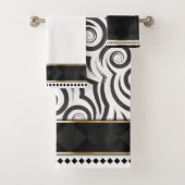 Elegant Zwart, Wit & Goud met Swirls Bad Handdoek (Insitu)