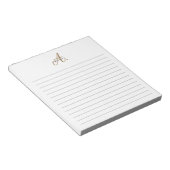 Elegant Zwart Wit Goud Script Monogram Gevoerd Notitieblok (Schuin)