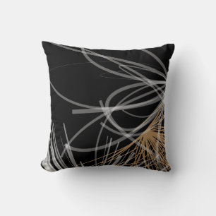 Elegant zwart-wit & gouden abstract ontwerp kussen
