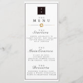 Elegant Zwart Wit & Gouden Streep Bruiloft Menu (Voorkant)